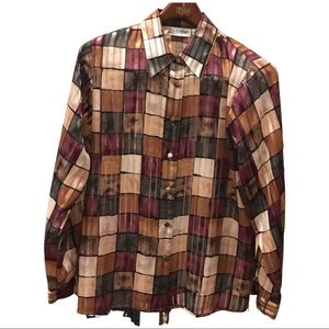 VintageYves St. Clair, Geometric, Squares, Button-down shirt